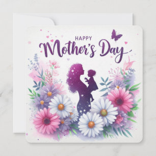 Frohen Muttertag Mutter-und-Kind-Silhouette Feiertagskarte