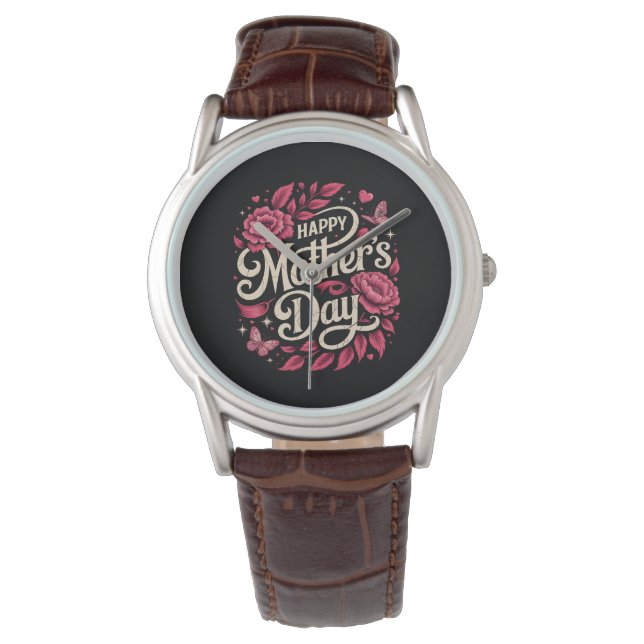 Frohen Muttertag Niedliche Florale Mutter Armbanduhr (Vorderseite)
