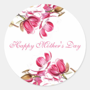 Frohen Muttertag Pink Floral Schrift Runder Aufkleber