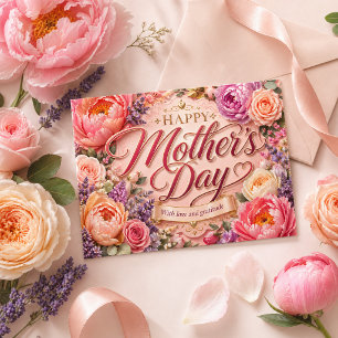 Frohen Muttertag Rosa Florale Pfingstrose Liebe Da Postkarte