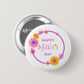 Frohen Muttertag Rosa Floraler Kreis Button (Vorne & Hinten)