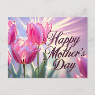 Frohen Muttertag Rosa Tulpenblumen Feiertagspostkarte