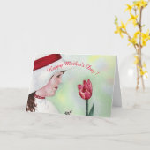 FROHEN MUTTERTAG ROTER TULPE KARTE (Gelbe Blume)