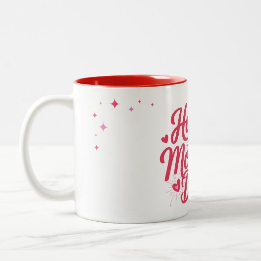 Frohen Muttertag schöne Gestaltung Zweifarbige Tasse (Links)