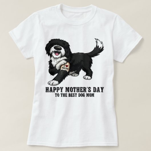Frohen Muttertag Sheepadoodle-Mutter-Hund T-Shirt (Design vorne)