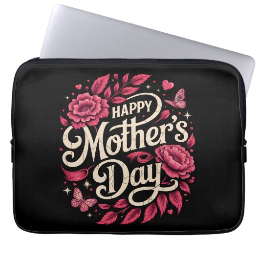 Frohen Muttertag, süße Blumen-Mama Laptopschutzhülle (Vorderseite)