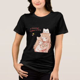 Frohen Muttertag – Süßes Katze & Blumen T-Shirt Tri-Blend Shirt