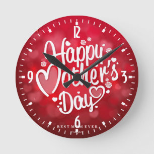 Frohen Muttertag Typography-23534 Runde Wanduhr