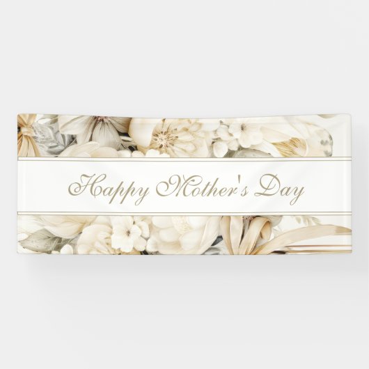 Frohen Muttertag Vanillecreme Florale Schrift Banner (Horizontal)
