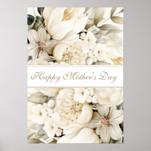 Frohen Muttertag Vanillecreme Florale Schrift Poster