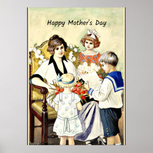 Frohen Muttertag, Vintage-Illustration Poster