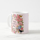 Frohen Muttertag Vintage-Rosen Kaffeetasse (Vorderseite Links)