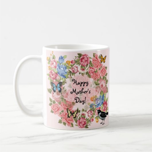 Frohen Muttertag Vintage-Rosen Kaffeetasse (Links)