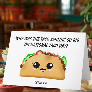 Frohen Nationaler Taco-Tag mit Happy Kawaii Taco Karte