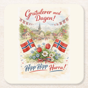 Frohen norwegischen Verfassungstag - 17. Mai Sytte Rechteckiger Pappuntersetzer