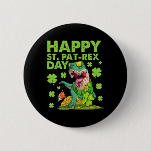 Frohen St Pat T-Rex Tag Dinosaur St Patricks Day B Button