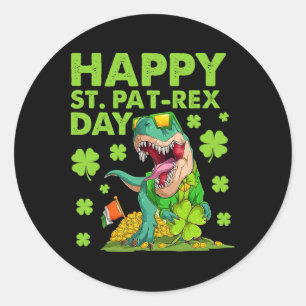 Frohen St Pat T-Rex Tag Dinosaur St Patricks Day B Runder Aufkleber