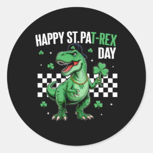 Frohen St Pat T-Rex Tag Jungen Kinder Dinosaurier  Runder Aufkleber