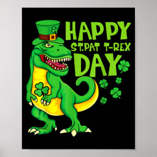 Frohen St. Pat T-Rex Tag St. Patrick's Day Dinosau Poster