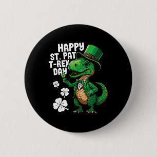 Frohen St Pat T-Rex Tag St Patricks Day Dinosaur D Button