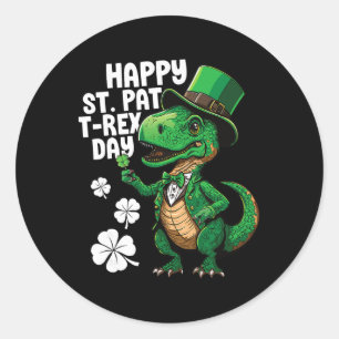 Frohen St Pat T-Rex Tag St Patricks Day Dinosaur D Runder Aufkleber