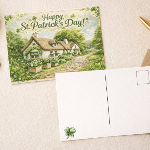 Frohen St. Patrick’s Day Irisches Cottage Grußkart Postkarte