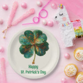 Frohen St. Patrick’s Tag Elegantes Kleeblatt Pappteller (Party)