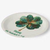 Frohen St. Patrick’s Tag Elegantes Kleeblatt Pappteller (Schrägansicht)