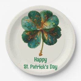 Frohen St. Patrick’s Tag Elegantes Kleeblatt Pappteller