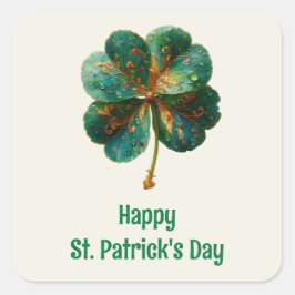 Frohen St. Patrick’s Tag Elegantes Kleeblatt Quadratischer Aufkleber