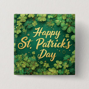 Frohen St. Patrick’s Tag Kleeblatt-Design Button
