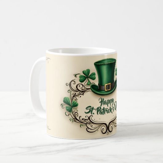 Frohen St. Patrick’s Tag Kleeblatt-Design Kaffeetasse (Vorderseite Links)