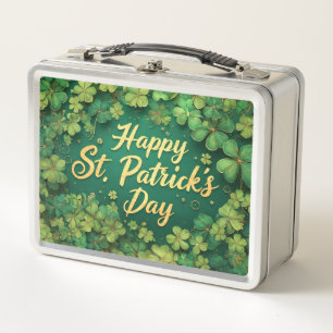 Frohen St. Patrick’s Tag Kleeblatt-Design Metall Brotdose