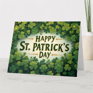 Frohen St. Patrick’s Tag Kleeblatt Kunst Dankeskarte