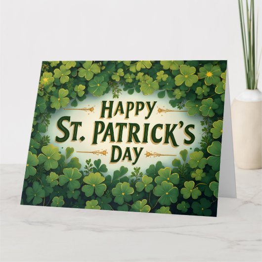 Frohen St. Patrick’s Tag Kleeblatt Kunst Dankeskarte (Vorderseite)