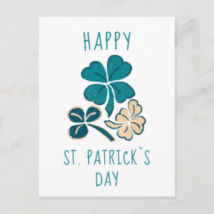 Frohen St. Patrick`s Tag Kleeblatt Shamrock Zeichn Postkarte