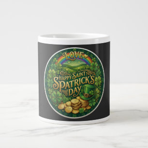 Frohen St. Patrick’s Tag Liebe Herz Regenbogen Sha Jumbo-Tasse