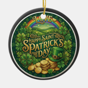 Frohen St. Patrick’s Tag Liebe Herz Regenbogen Sha Keramik Ornament