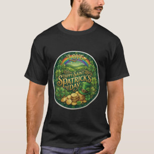 Frohen St. Patrick’s Tag Liebe Herz Regenbogen Sha T-Shirt