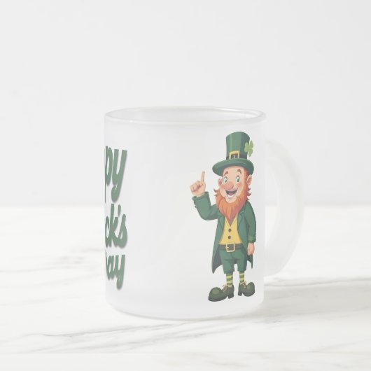 Frohen St. Patrick’s Tag Niedlicher Kobold Mattglastasse (VorderseiteRechts)