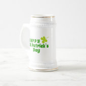 Frohen St. Patrick`s Tag Shamrock Grün Bierglas (Vorderseite Links)