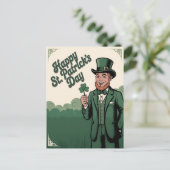 Frohen St. Patrick’s Tag Vintage Kobold Postkarte (Stehend Vorderseite)