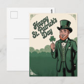 Frohen St. Patrick’s Tag Vintage Kobold Postkarte (Vorne/Hinten)