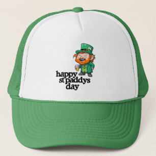 Frohen St. Patrick-Tag Lachender Leprechaun-Bier Truckerkappe