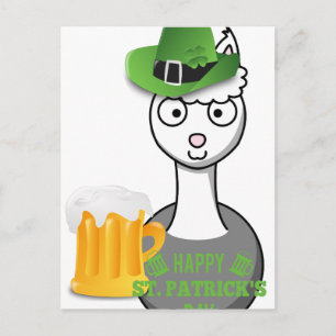 frohen St. Patrick's Day Alpaka Postkarte