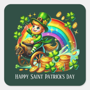 Frohen St. Patrick's Day anpassbare Party Quadratischer Aufkleber