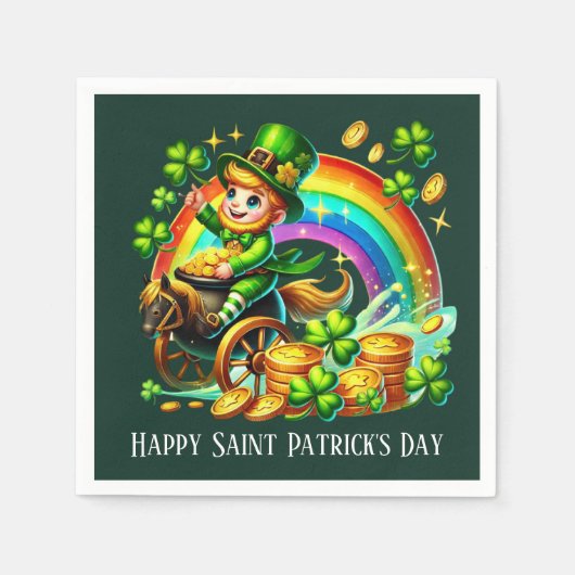 Frohen St. Patrick's Day anpassbare Party Serviette (Vorderseite)