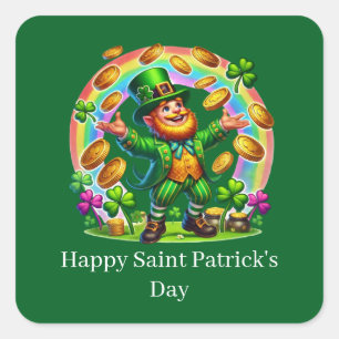 Frohen St. Patrick's Day anpassbarer Kobold Quadratischer Aufkleber