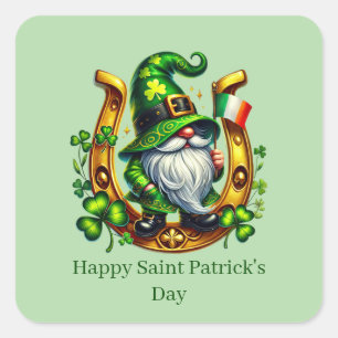 Frohen St. Patrick's Day anpassbarer Leprechaun Quadratischer Aufkleber