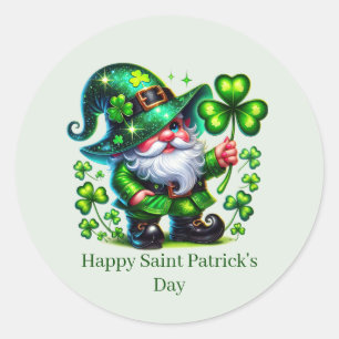 Frohen St. Patrick's Day anpassbarer Leprechaun Runder Aufkleber